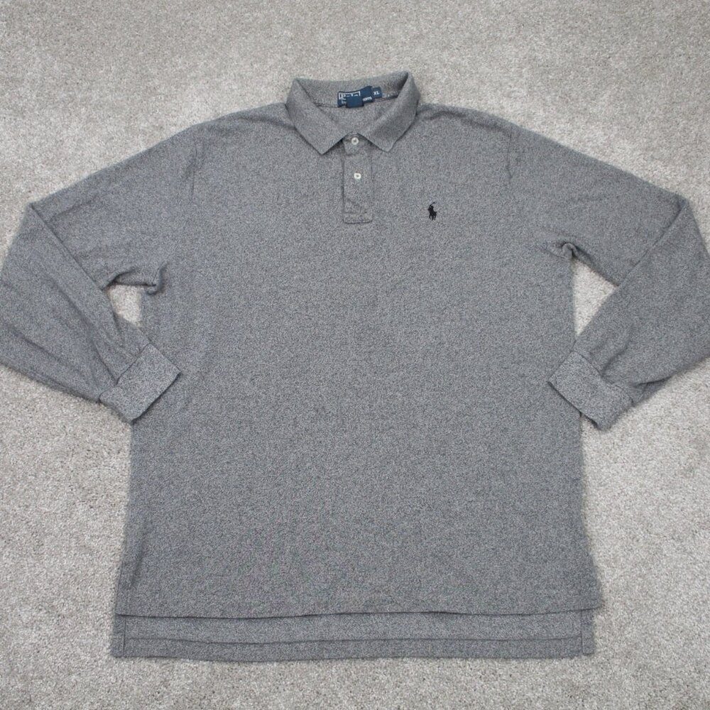Polo Ralph Lauren Polo Shirt Adult XL Gray Long Sleeve Cotton Pullover - Picture 1 of 12